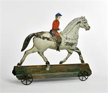 George Brown, Jockey mit Pferd auf Plattform