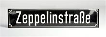Emaille Straßenschild "Zeppelinstraße"