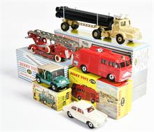 Dinky Toys, 2x Feuerwehr, VW 1500, LKW & Mini-Moke