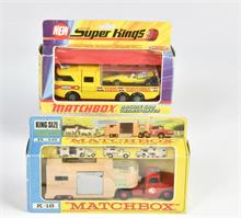 Matchbox, Super Kings Racing Car Transport & King Size K-18 Horse Van