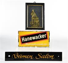 Hanewacker, Damen Salon, Roburit, 3 Glasschilder