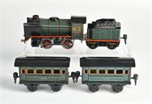 Märklin, Lok R 1288, Tender & zwei Personenwagen 1872