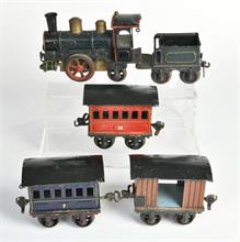 Märklin, Lok 102 1B (1899-1903), Tender & 3 Wagen