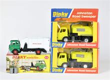 Dinky Toys, 2x 449 Johnston Road Sweeper + 978 Müllwagen