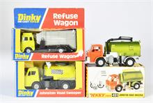 Dinky Toys, 451 Johnston Road Sweeper, 978 Refuse Wagon + 449 Johnston Road Sweeper