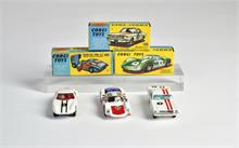 Corgi Toys, Porsche Carrera, Ford Mustang + Marcos 1800 GT