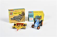 Corgi Toys, 60 Fordson Power Major Tractor + 71 Harrow