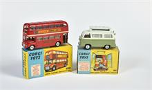Corgi Toys, 468 London Bus + 420 Caravan