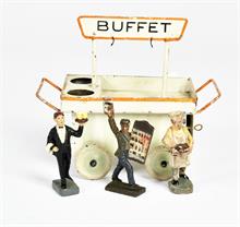 Kibri, Buffett Wagen + 3 Elastolin Figuren