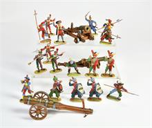 Elastolin, 3 Kanonen + 5 Osmanen, 12 Landsknechte