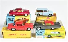 Dinky Toys, Alfa Romeo 24J, Morris 197 & Corgi Toys, Ford Thunderbird 214S, NSU Prinz 316