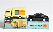 Corgi Toys, Riley Pathfinder Police Car 209 &Karrier Bantam Lucozade Van 411