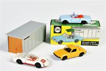 Siku, Mercedes SL mit Garage, Porsche 914, Porsche 906