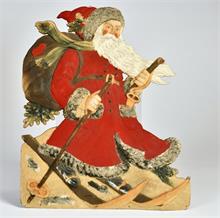 Weihnachtsmann auf Skiern, geprägtes Relief