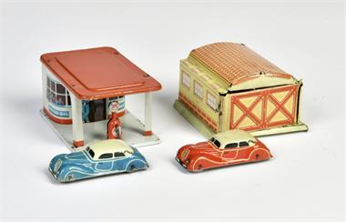 Fischer, Tankstelle & Garage mit zwei Autos