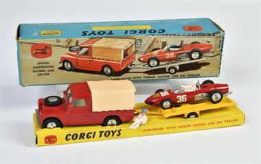Corgi Toys, Land-Rover with Ferrari racing team on trailer