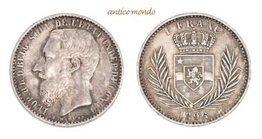 Belgien, Kongo, Leopold II. von Belgien, 1875-1909, 1 Franc, 1896