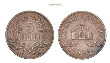 Deutsch-Ostafrika, 5 Heller, 1908 J