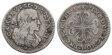 Italien Neapel, Kar II. von Spanien, 1665-1700, 8 Grani 1688