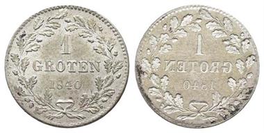 Bremen, Stadt, Einseitiger Silberabschlag zu 1 Groten, 1840, zu AKS 8