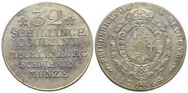 Mecklenburg, Schwerin, Friedrich, 1756-1785, 32 Schilling, 1764, J. 9