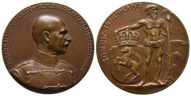 Mecklenburg, Schwerin, Friedrich Franz IV., 1897-1918, Bronzemedaille, 1913