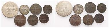 Mecklenburg, Schwerin, Lot von versch. Kleinmünzen, darunter 8 Groschen 1754