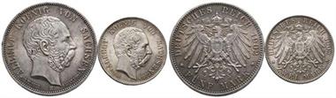 Kaiserreich, Sachsen, Albert, 1873-1902, 2 und 5 Mark, 1902, J. 127 und 128