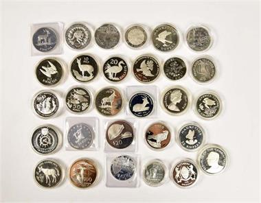 Lot von modernen Silbermünzen