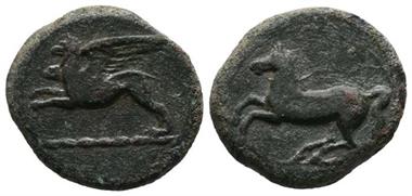 Sicilia, Kainon, AE-Tetras, 360-340 v.Chr.