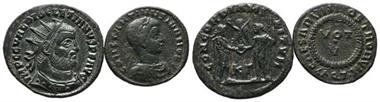 Lot von 2 Römischen Münzen, AE-Follis (320-321) und Ae-Radiate (295-299)