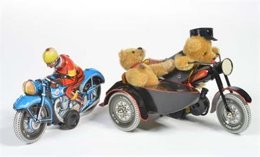 Tucher & Walther: Motorrad, Harley Davidson mit Beiwagen + original Hermann Teddybär