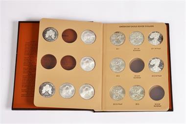 Vereinigte Staaten von Amerika, Sammlung von 20 "American Eagle Silver Dollars" aus der Zeit von 2007-2019