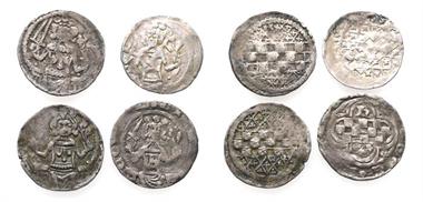 Mark, Engelbert III. 1347-1391, Pfennige (3x) und Hälbling (1x), 4 Stück
