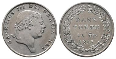 Großbritannien, George III. 1760-1820 - Bank of England, Eighteenpence (1s 6p) 1815