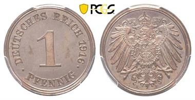 Kaiserreich, J. 10, 1 Pfennig 1916 E