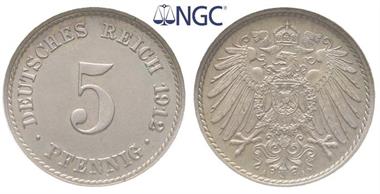 Kaiserreich, J. 12, 5 Pfennig 1912 A