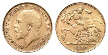 Großbritannien, George V. 1910-1936, 1/2 Sovereign 1913