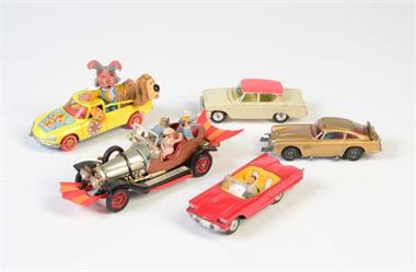 Corgi Toys: Aston Martin, Ford Thunderbird, Ford Consul + Chitty Chitty Bang Bang