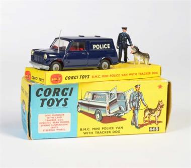 Corgi Toys, BMC Mini Police Van ohne Diorama mit Speichenfelgen