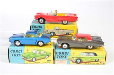 Corgi Toys, Ford Thunderbird Open Sports, Ford Thunderbird + Renault Floride