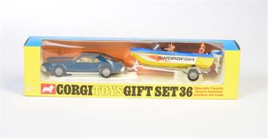 Corgi Toys, Oldsmobile Toronado Set  (Auto mit Boot)