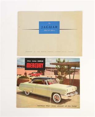 Jaguar + Mercury, 2 Autoprospekte 50er Jahre