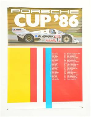 Porsche, 3 Plakate: "Derek Bell Weltmeister 1986", Porsche Cup 1986" + "SPA 1986"