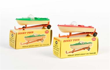 Dinky Toys, 2x Healy Sports Boat on Trailer 796