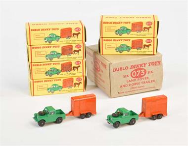 Dinky Toys Dublo, 4x 073 Land Rover + Horse Trailer