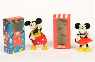 Schuco, Mickey Mouse Twisti Dancer + Mascott Mini Maus