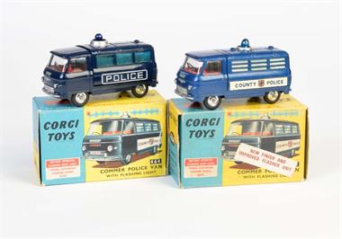 Corgi Toys, 2x Polizei Mannschaftswagen mit Blaulicht