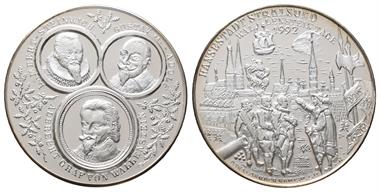 Stralsund, Stadt. Silbermedaille 1992, des Numismatischen Vereins Stralsund auf die Wallensteintage