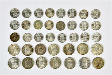 Niederländisch Indien, Konvolut von 1/10 und 1/4 Gulden. 38 Stück